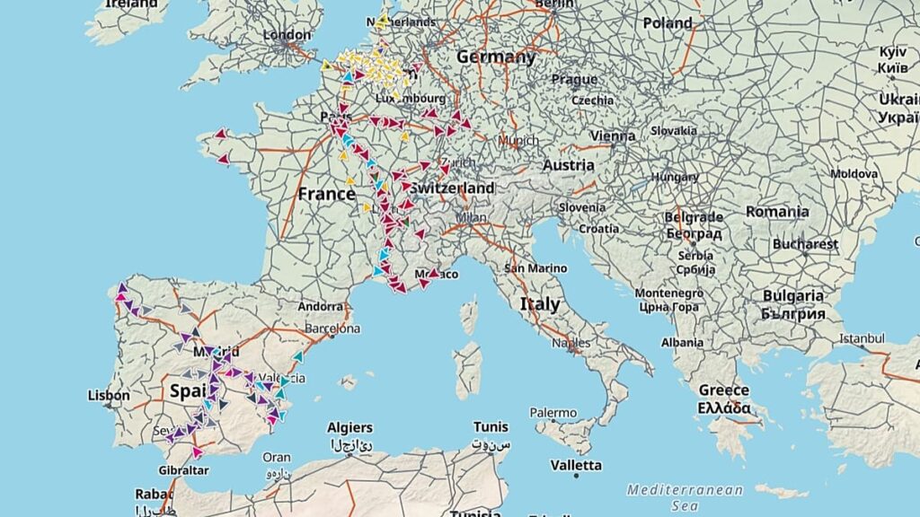 New real-time map now tracks trains across France, Spain and Belgium