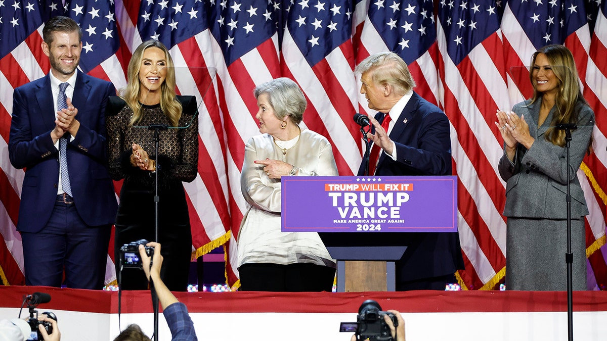 Lara Trump with her husband at President-elect Trump's election night party.