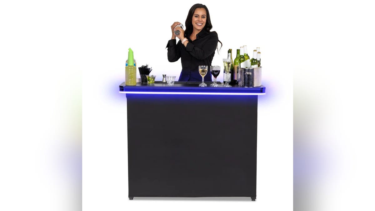 This portable bar features fully integrated lights. 