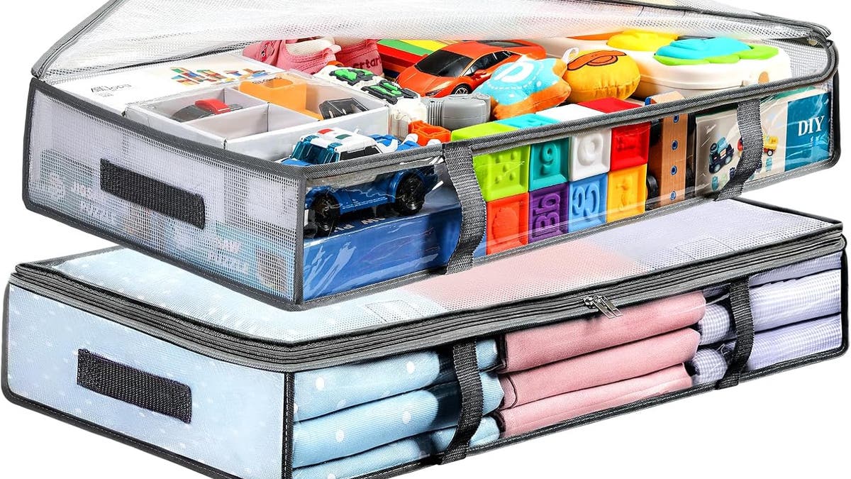 Utilize the unused space under your bed with slim zippered storage containers.