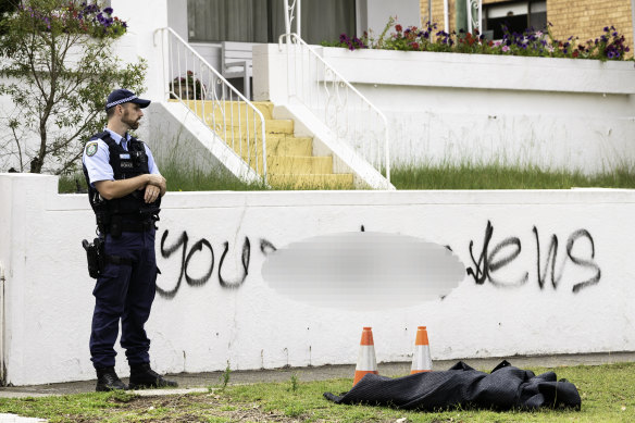 Antisemitic graffiti at Maroubra on Thursday.