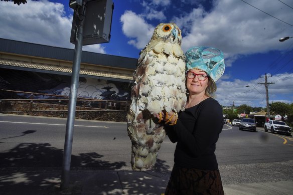 Lantern artist Renate Crow in Belgrave. 