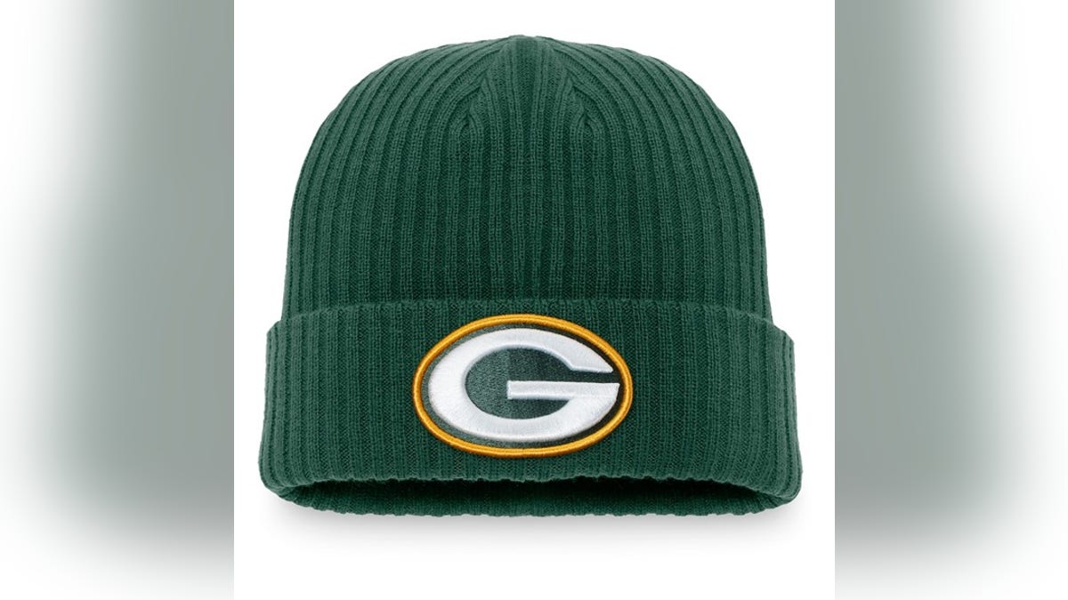 A knit hat provides warmth while showing your team spirit.