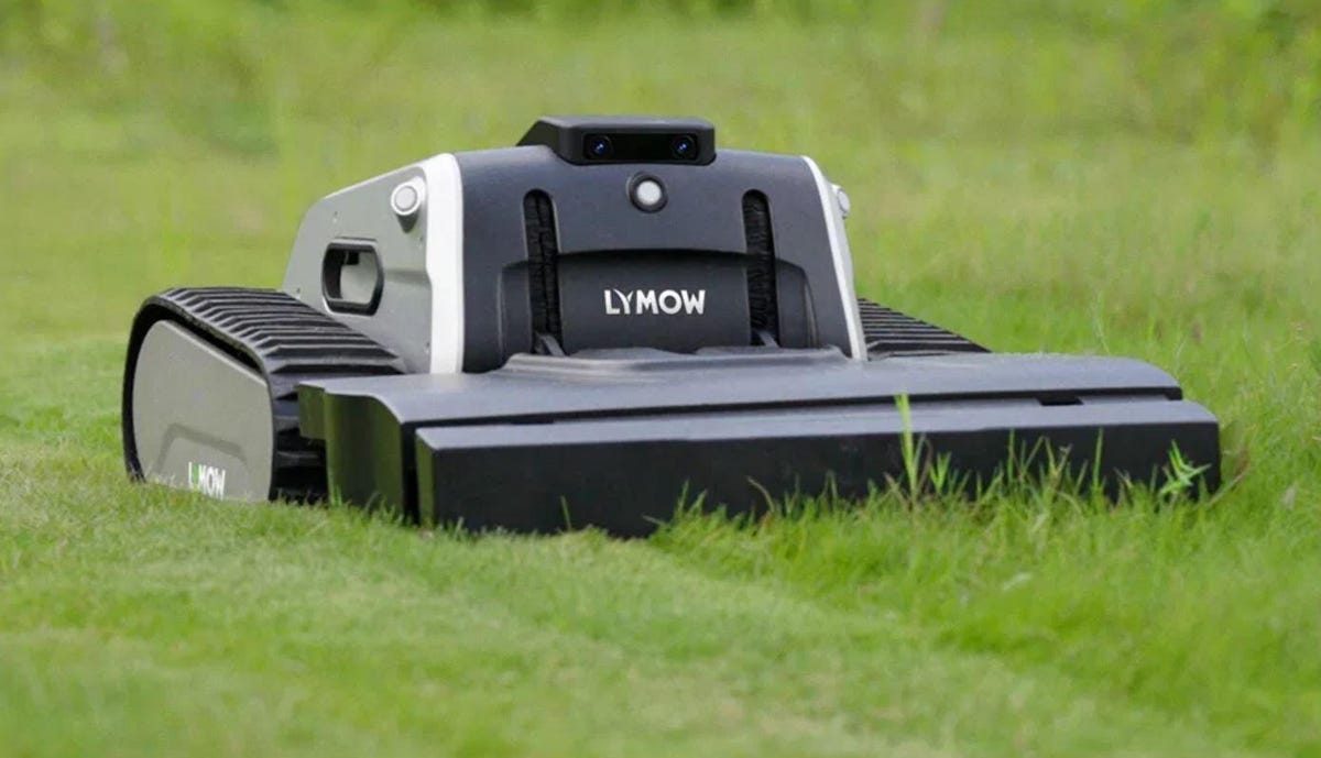 robot mower on grass