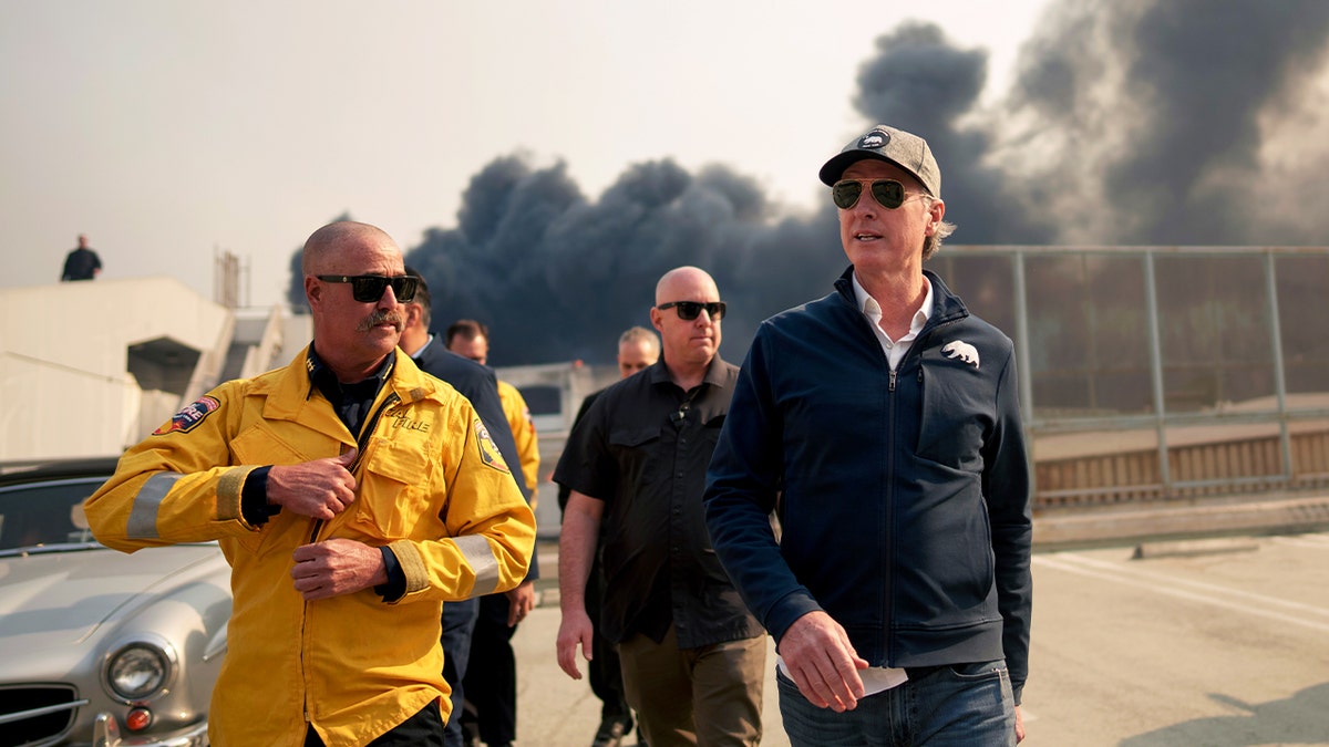 Newsom tours fire area