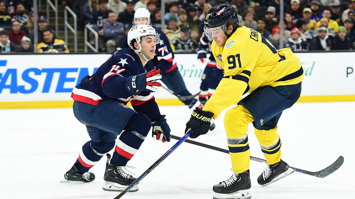 Team Sweden versus Team USA on ice