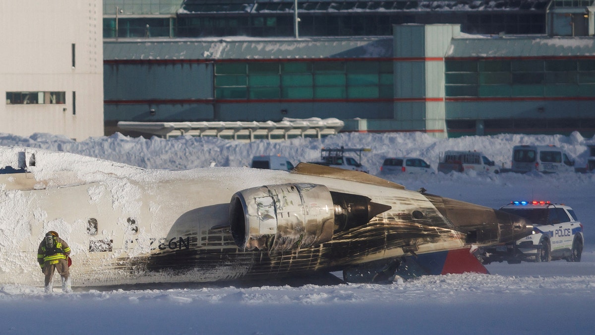 Engine of crashed, flipped Delta CRJ900