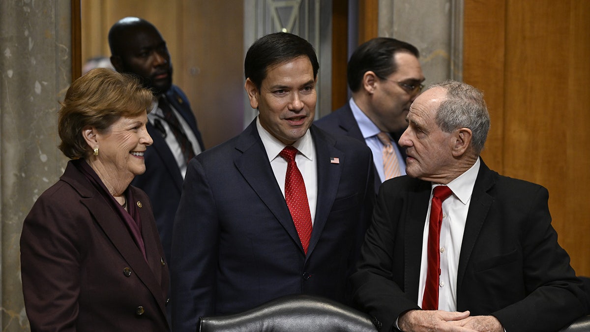 United States Sens. Jeanne Shaheen, D-N.H., and James Risch, R-Idaho, attend the Senate Foreign Relations Committee confirmation hearing for Marco Rubio to be Secretary of State on January 15, 2025.