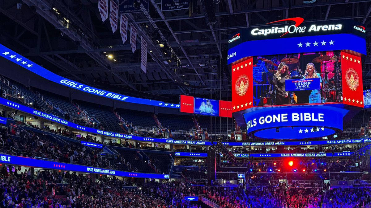Supporters of President Elect Donald Trump attend a rally at Capital One Arena in Washington DC, Sunday January 19th, 2025, the eve of Inauguration Day