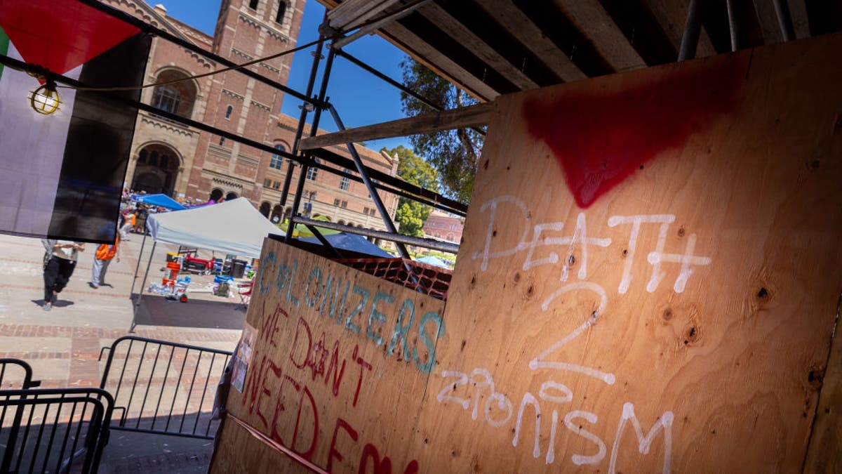 Sign reads 'death to Zionism' on the UCLA campus