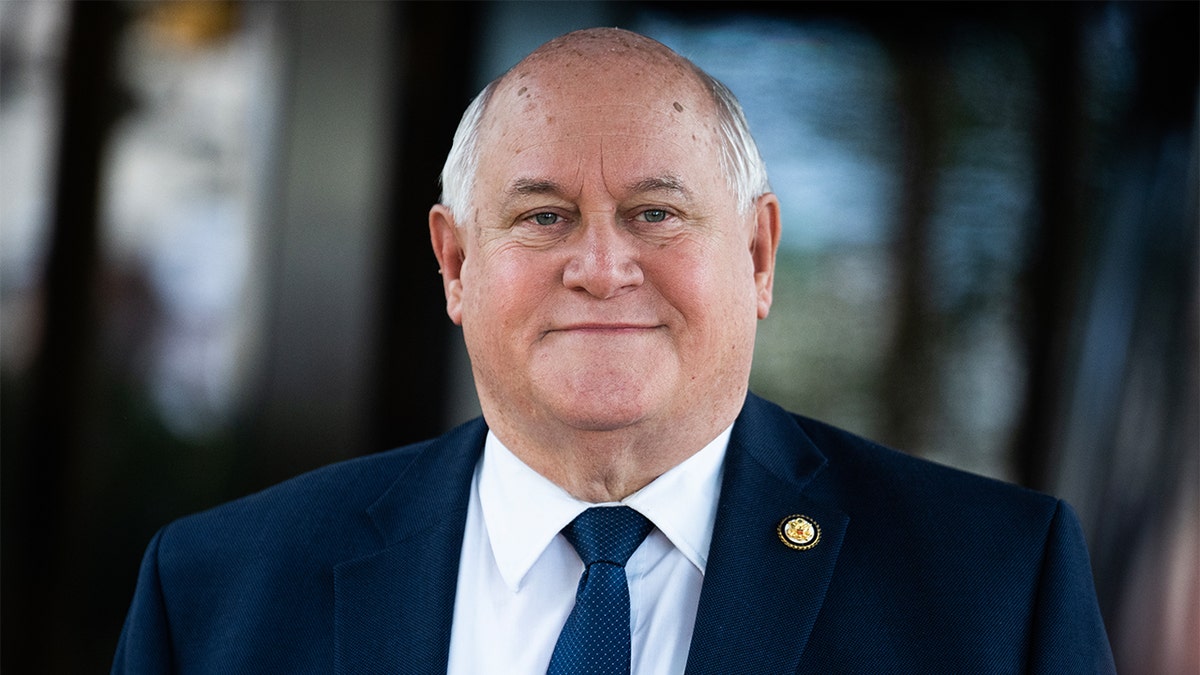 Rep. Ron Estes, R-Kan., leaves a meeting of the House Republican Conference at the Capitol Hill Club on Tuesday, June 10, 2025.