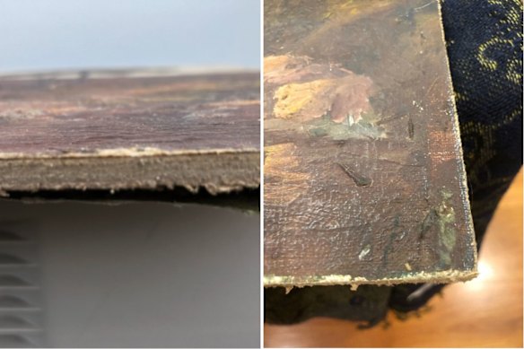 The board shows multiple thin, glued veneers characteristic of plywood, consistent with material that Rees used in the 1920s.