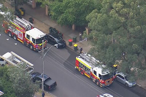 The scene of the car fire on Targo Road, Girraween.