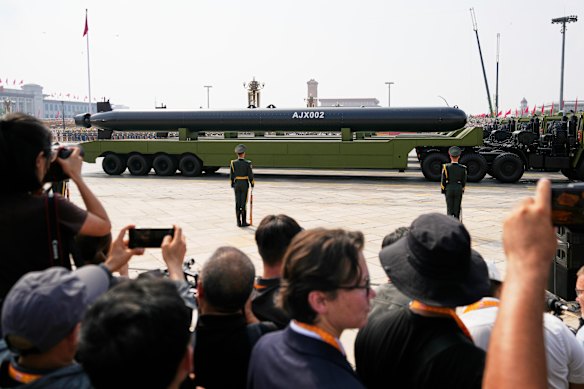 China shows off its AJX002 underwater drone in the victory in WWII military parade held last week.
