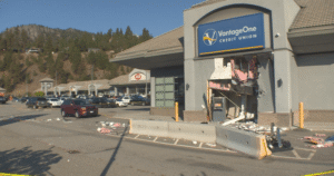 Attempted ATM theft at Peachland bank leave massive exterior damage