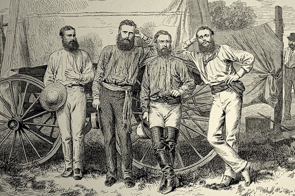 Charles Todd (wearing glasses) in 1886.