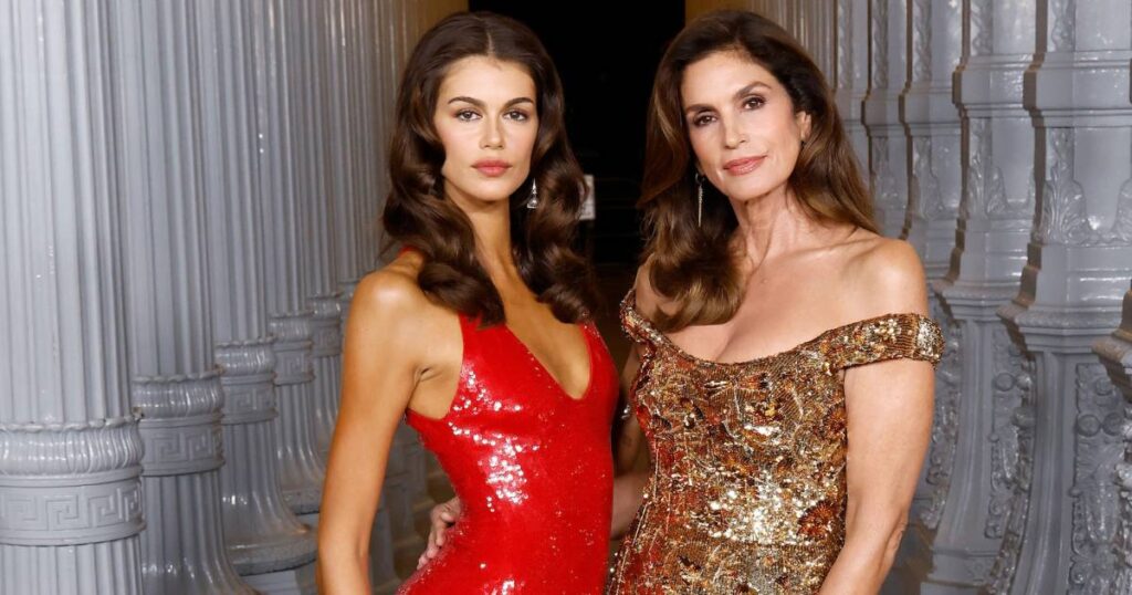 Cindy Crawford and Daughter Kaia Glitter in Gucci on Mother-Daughter Date Night at LACMA Gala