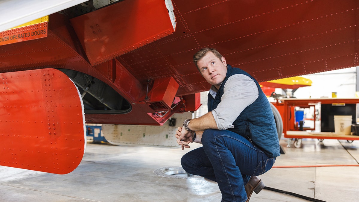 Tim Sheehy, founder of Bridger Aerospace, seen in the Bridger hangar in Bozeman, Montana, US, on Thursday, Jan. 18, 2024. Sheehy is a former Navy SEAL.