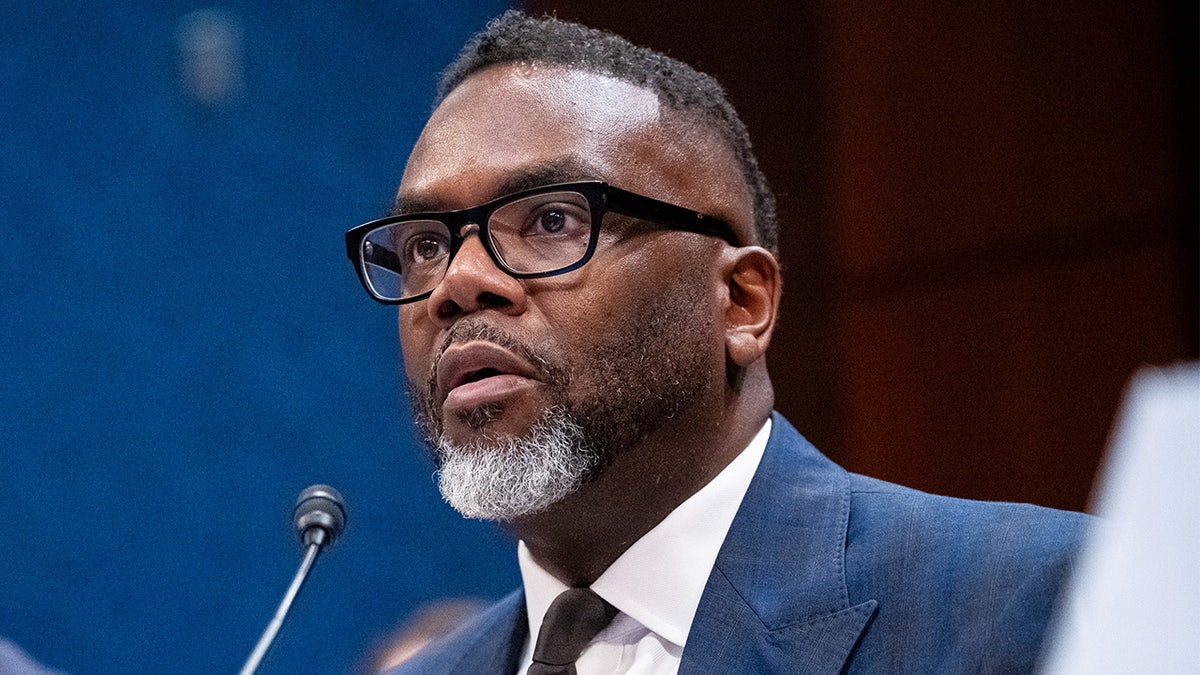 Brandon Johnson speaks on Capitol Hill on March 5, 2025