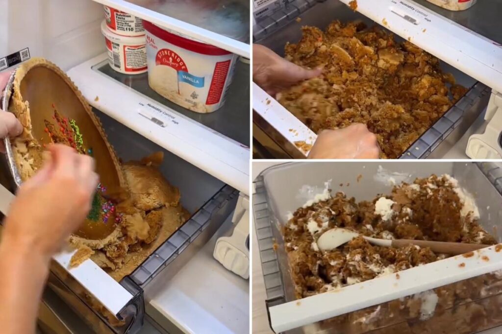 Exclusive | Smashing pumpkins: Influencer ruffles feathers for serving mushed-up pumpkin pie from refrigerator drawer