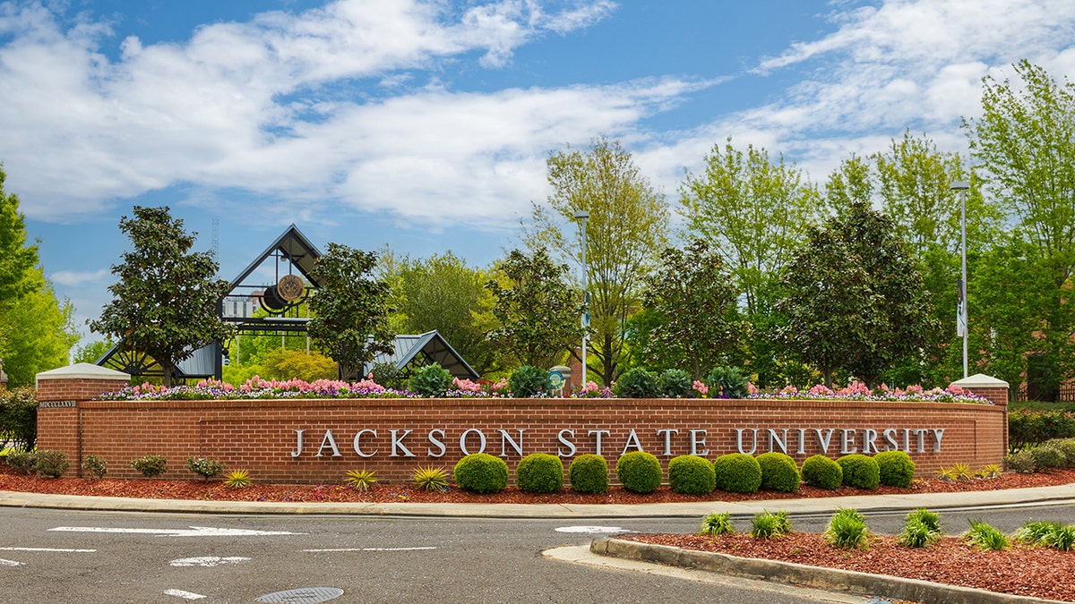 An exterior view of Jackson State University's campus