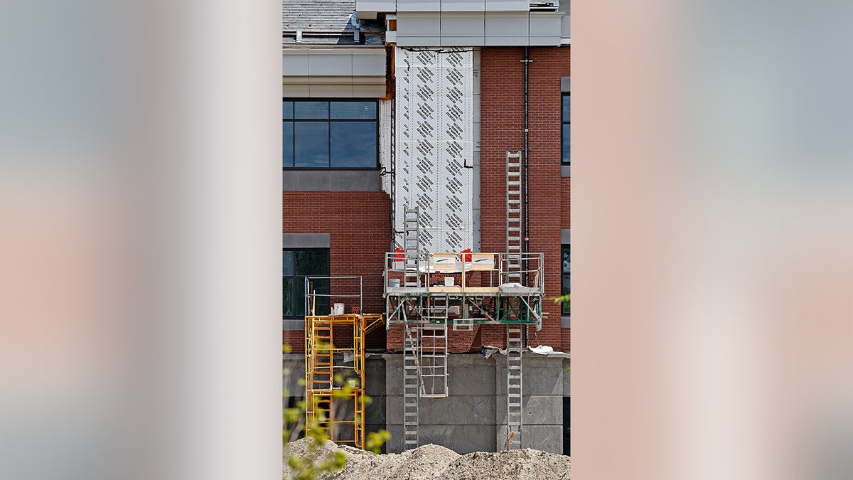 The spaces on each side of the new Quincy Police headquarters front door