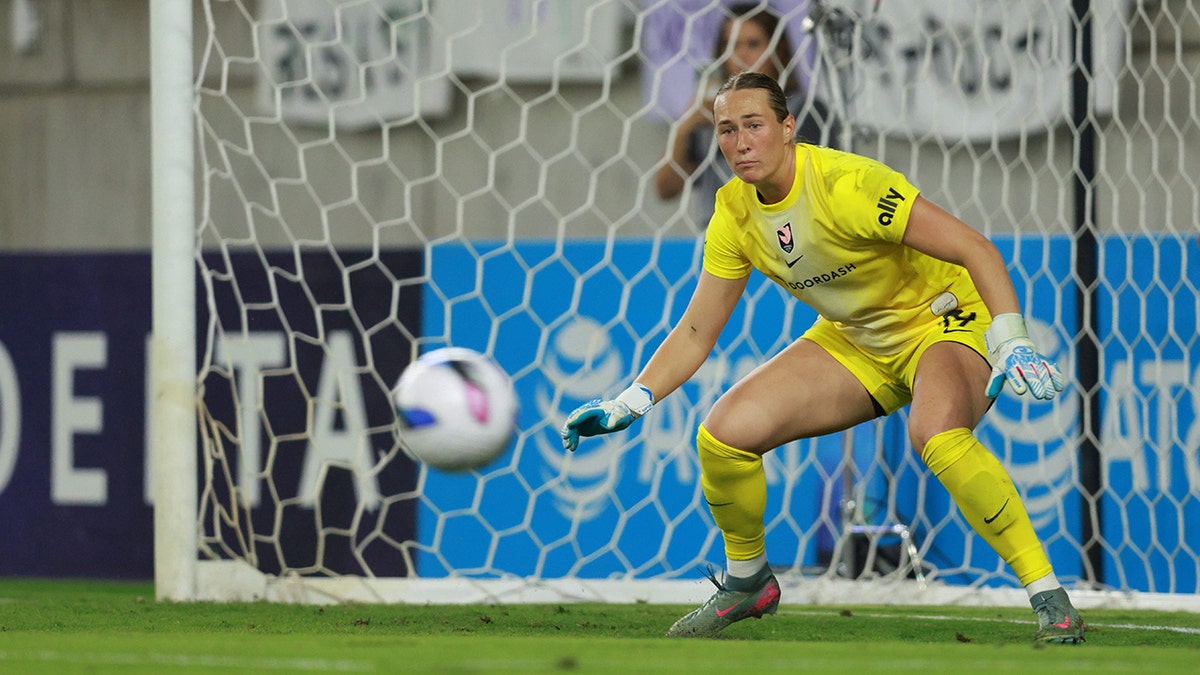 Angelina Anderson in goal