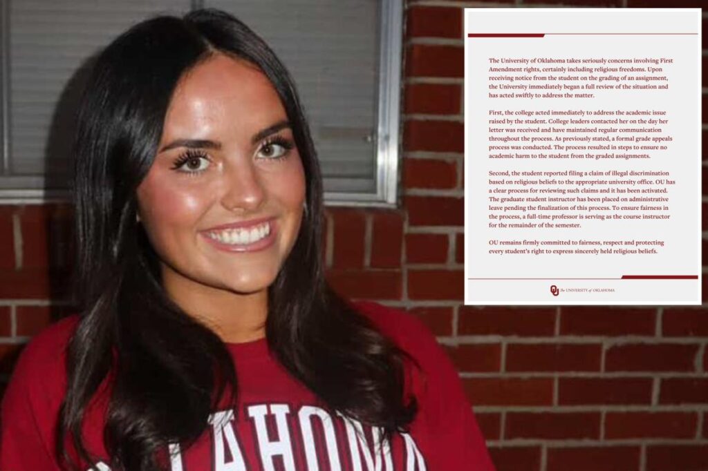 University of Oklahoma student files discrimination report after flunking gender essay for psych class with trans instructor