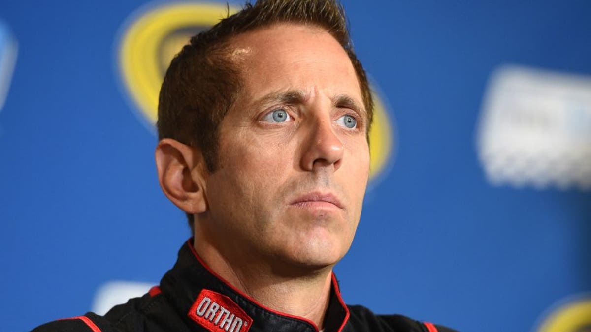 BROOKLYN, MI - AUGUST 14: Greg Biffle, driver of the #16 Ortho Ford, holds a press conference before practice for the NASCAR Sprint Cup Series Pure Michigan 400 at Michigan International Speedway on August 14, 2015 in Brooklyn, Michigan. (Photo by Josh Hedges/Getty Images)