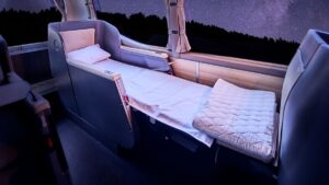 Luxury night buses with lie-flat seats have landed in Europe