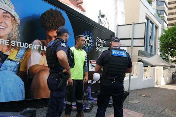 Police arrived at about 7.30am and asked the man to leave after taking his details.