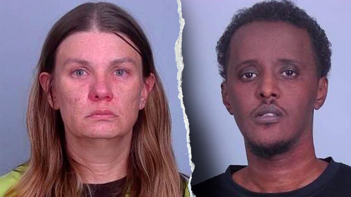 Side-by-side booking photos of Aimee Bock, founder of Feeding Our Future, and Salim Said.