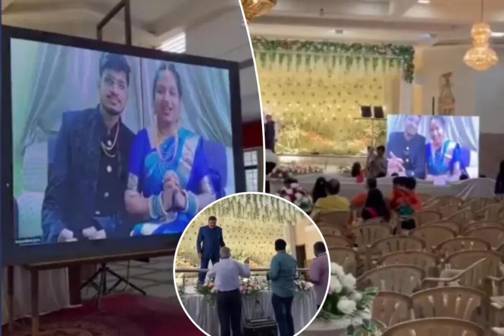 Newlyweds have ‘virtual’ wedding reception after flight canceled at last minute