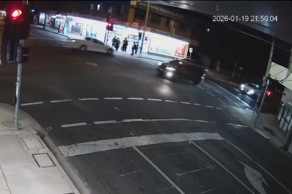 The white ute (top) and the group of boys in Ripponlea on Monday night.