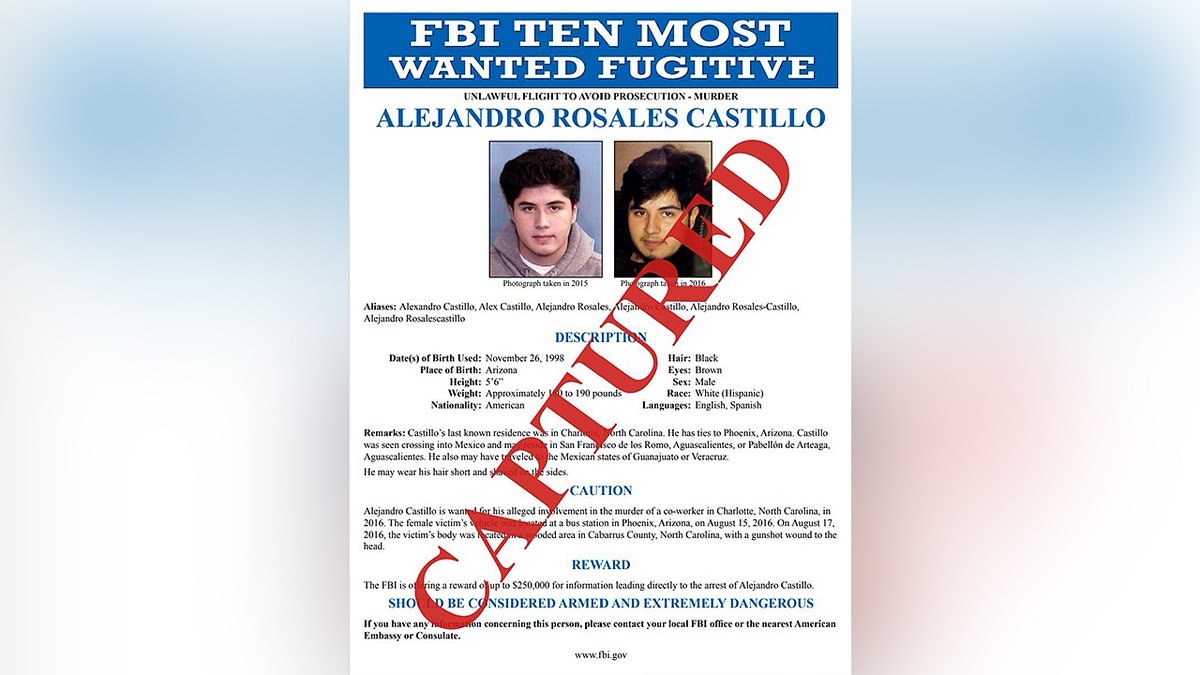 FBI poster of Alejandro Rosales Castillo
