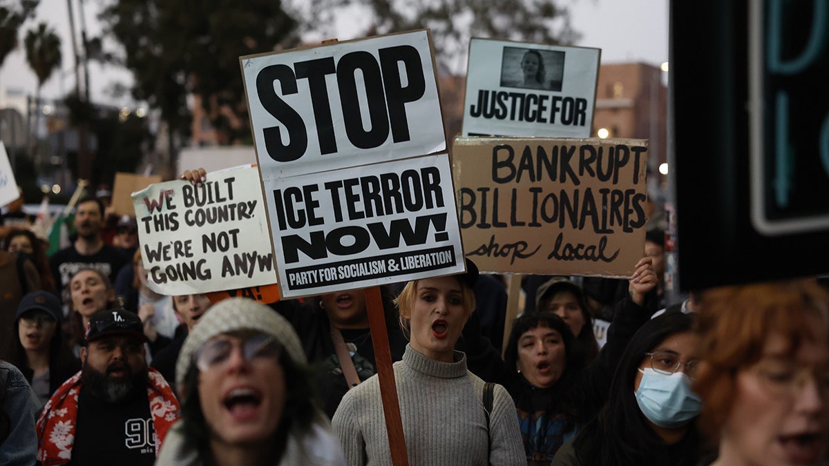 Demonstrators in Los Angeles