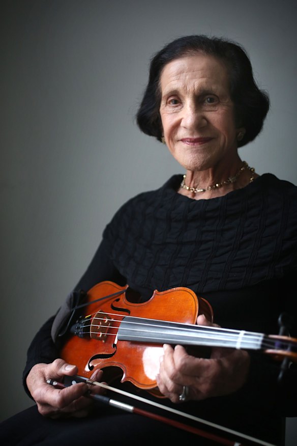 Former Governor of NSW Dame Marie Bashir with her violin before a performance with the NSW Doctors Orchestra in 2016.