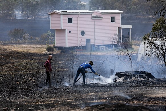 In Harcourt, David Foley and his wife were building a mixed tourism and farming business when everything but his pink tiny home was destroyed.