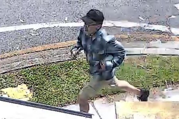 A CCTV image of the alleged offender fleeing after the attack in Hanlon Park.