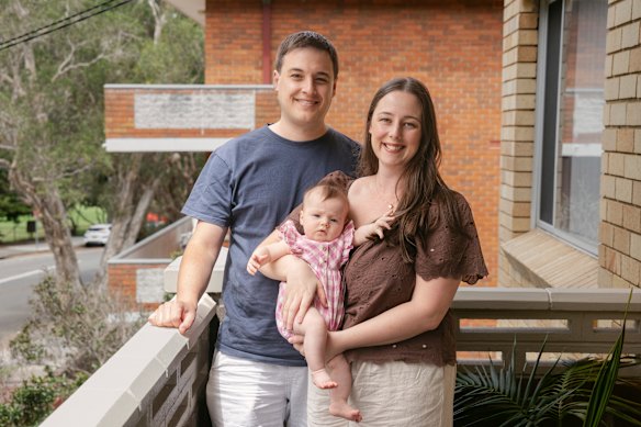 Dee Why’s Luke and Ally Wallace with their three-month-old, Charlotte. 