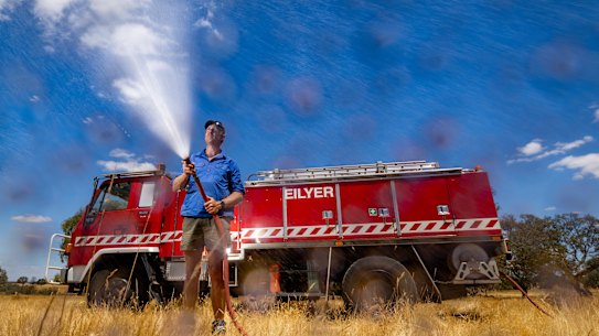 Michael Blackburn with his privately owned ex-CFA tanker.
