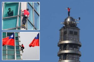 Rock climber Alex Honnold reaches top of Taipei 101 skyscraper without ropes during Netflix’s ‘Skyscraper Live’
