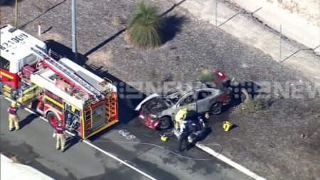 Man rushed to hospital after fiery end to a police pursuit in Kelmscott