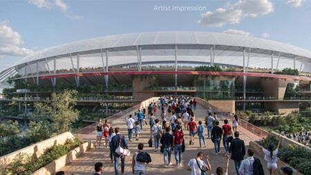 Bid to stop construction on Victoria Park stadium rejected by Murray Watt