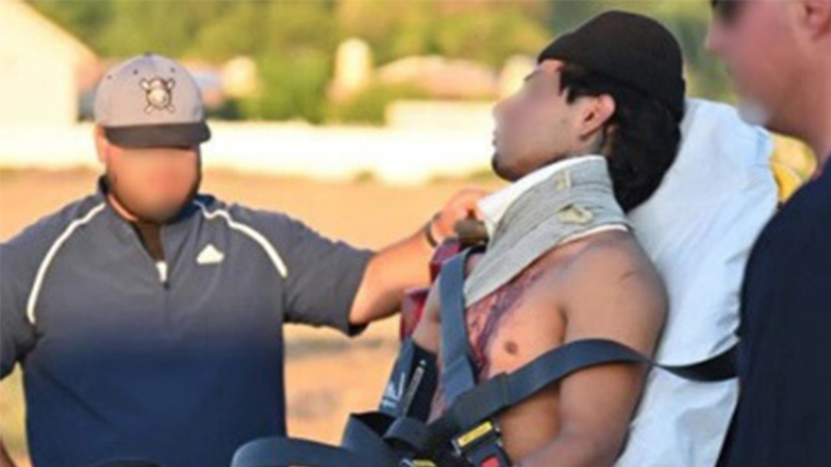 A man suffering from a serious neck wound was aided by ICE agents in California