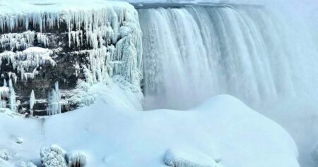 Niagara Falls partly freezes, creating ‘dazzling’ views