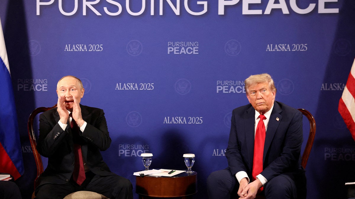 U.S. President Donald Trump meets Russian President Vladimir Putin in Anchorage, Alaska, U.S., August 15, 2025.