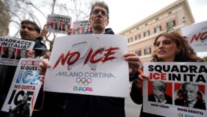 US Olympic officials alter name of ‘Ice House’ hospitality space amid protests against federal agents