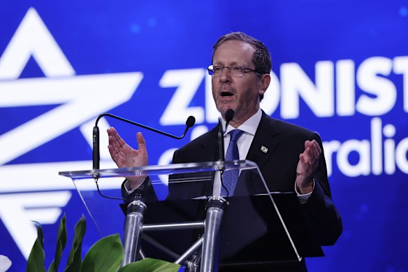 President Isaac Herzog speaking at a Jewish community event in Southbank.
