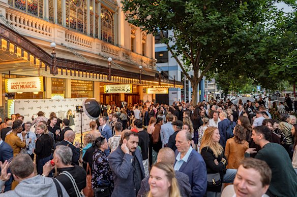 The opening night crowd at The Book of Mormon at the Princess Theatre on Thursday night. 